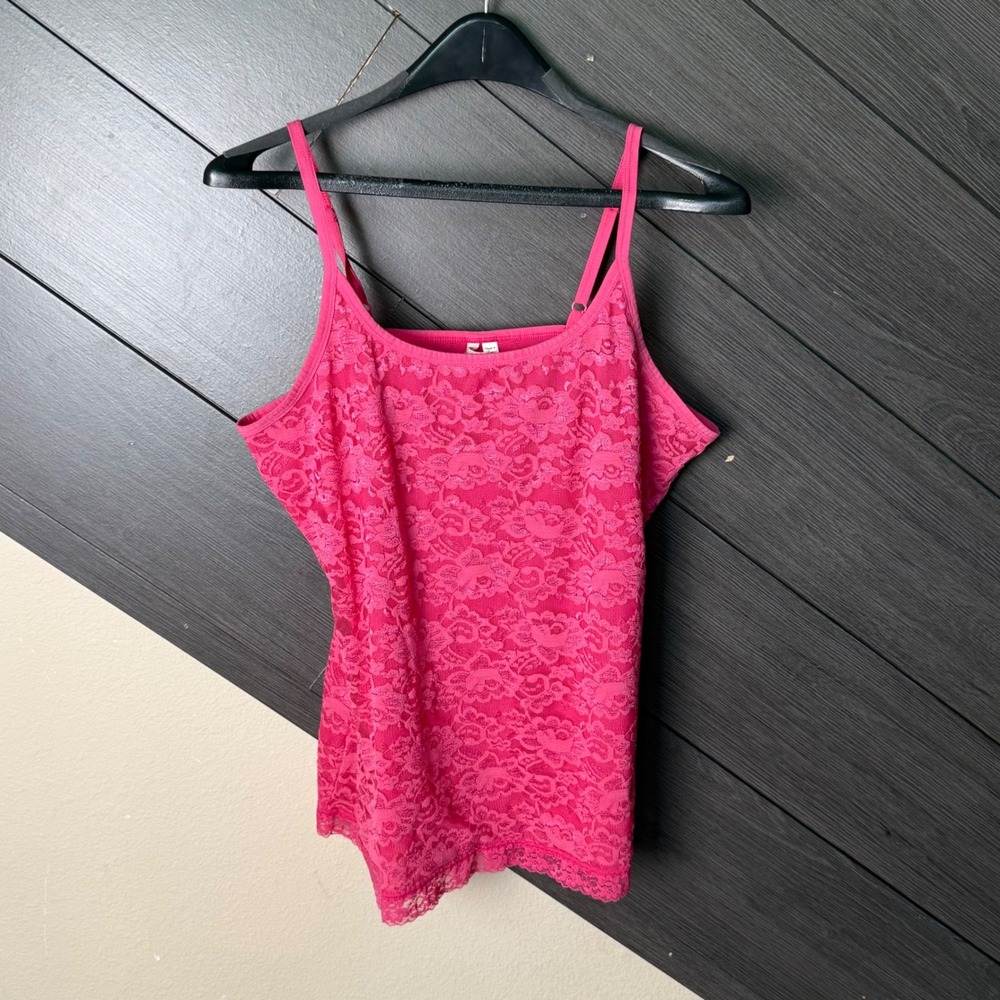 Willow Bay Women's Floral Lace Cami Tank Top XL Pink Y2K